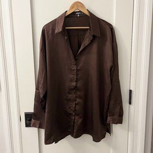 Brown Button-down Blouse